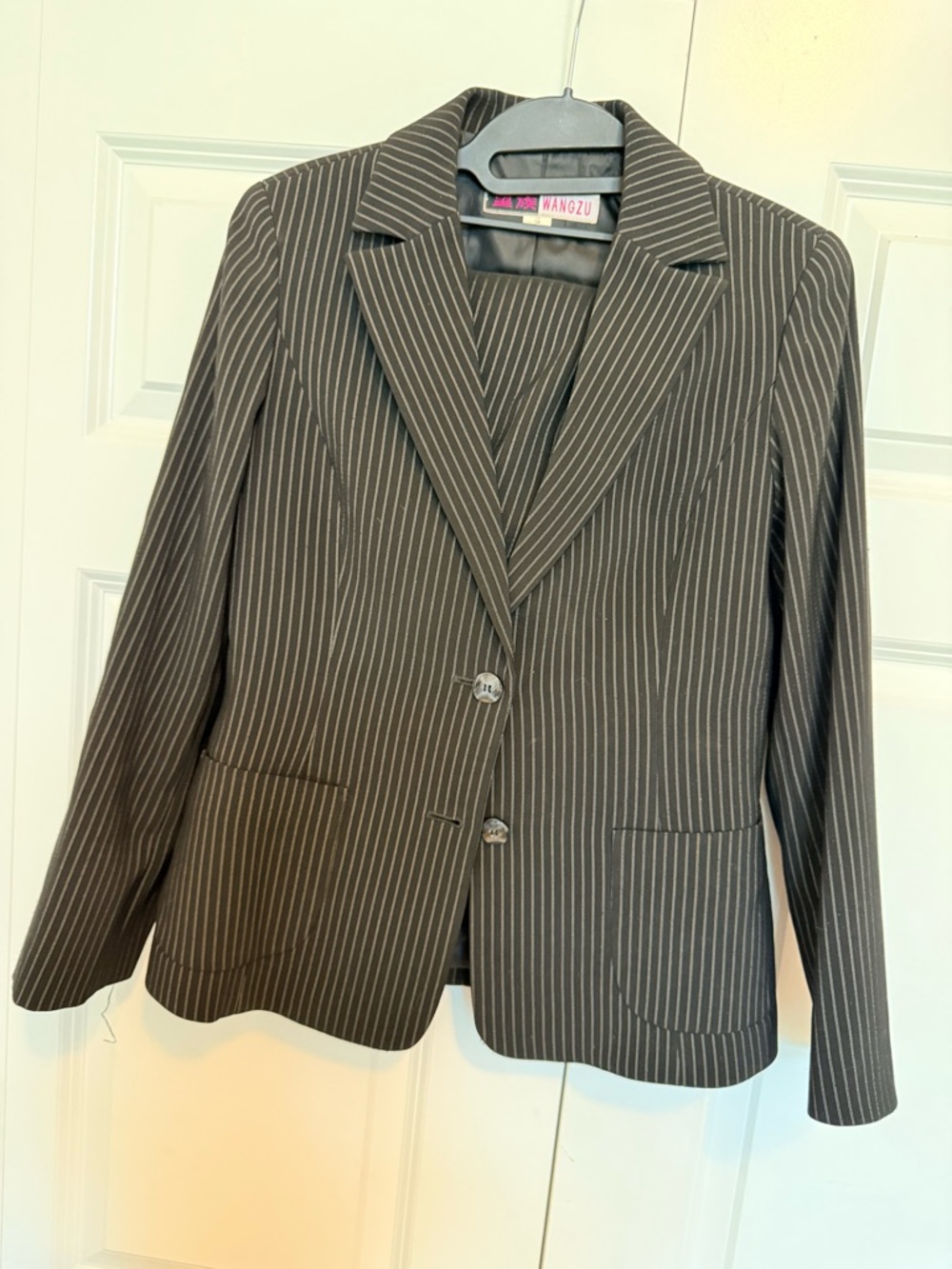 Women's Charcoal Pinstripe Blazer